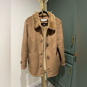 Liz Claiborne Beige Vintage Faux Suede & Faux Fur Jacket